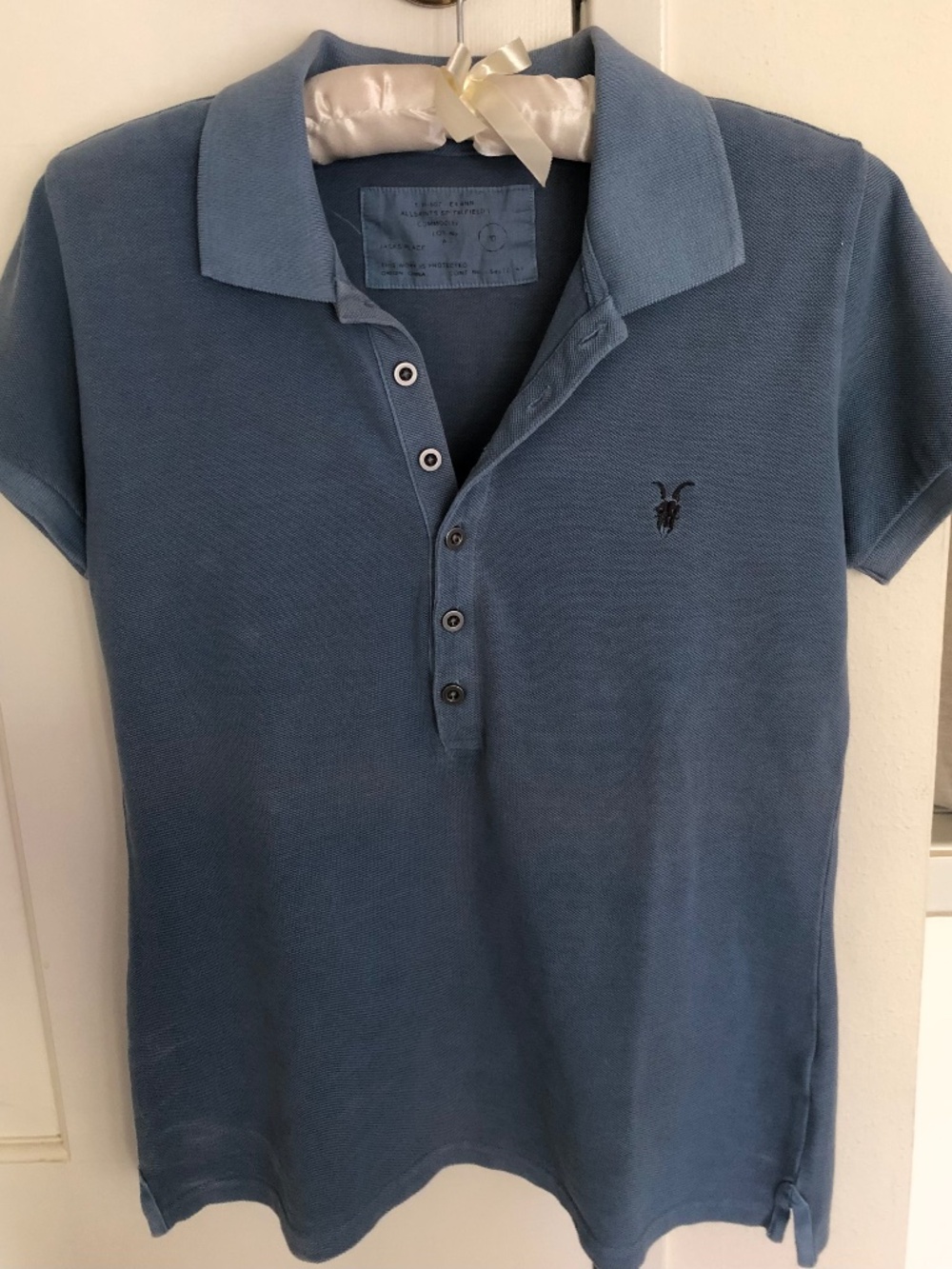 Allsaints Polo Shirt Women Size 10 Blue New without Tag